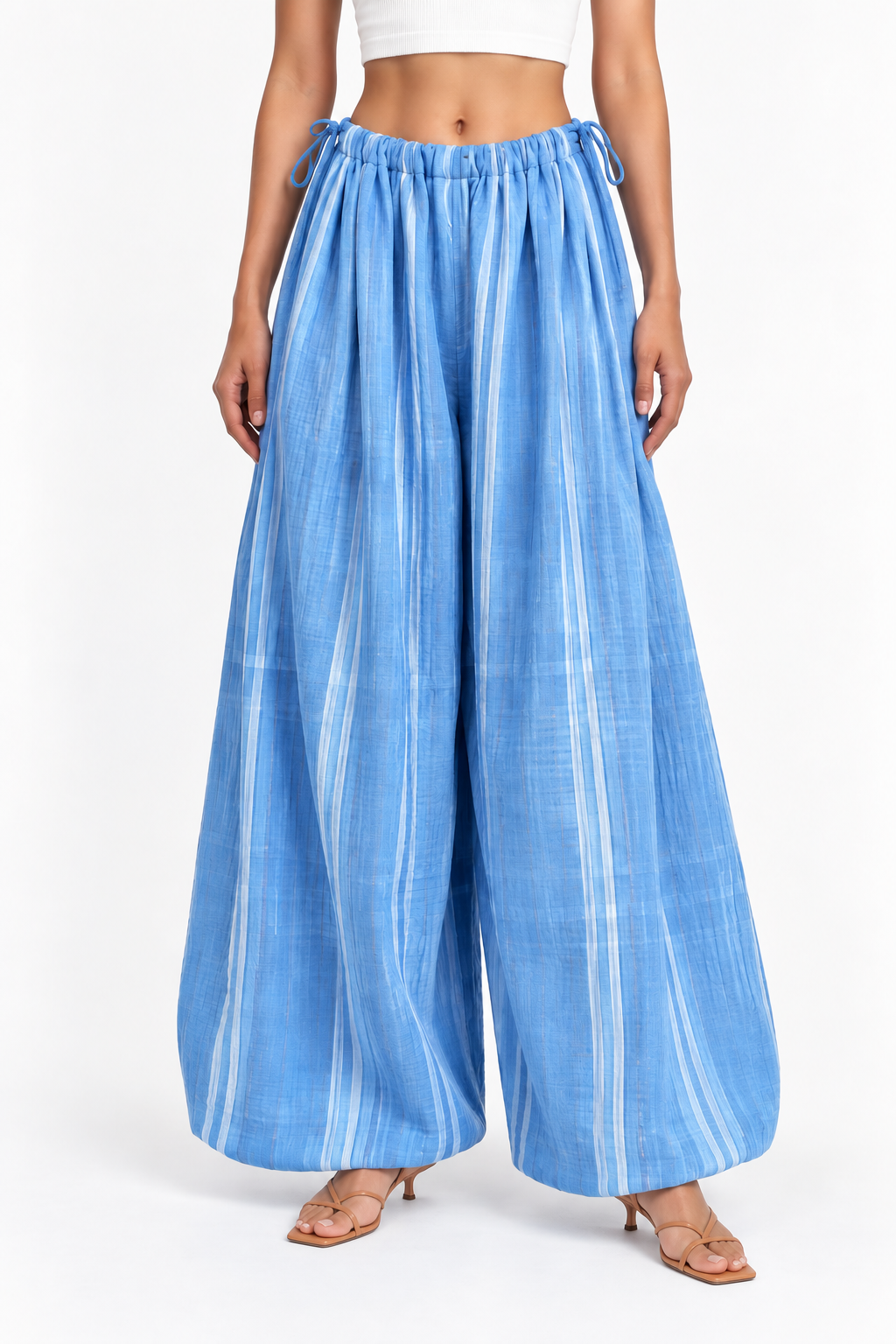 Drawstring Pants - Blue Striped